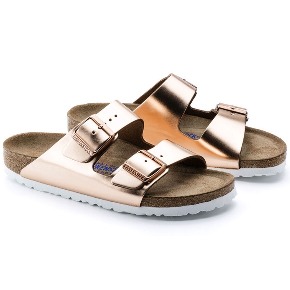 Birkenstock Shoes - BIRKENSTOCK Arizona Soft Footbed BS Metallic Copper Size 8 Narrow Fit